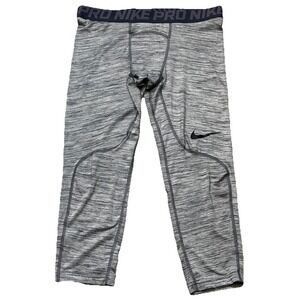 Nike Pro Dri-Fit Men's L Blue Gray Heather 3/4‎ Compression Running Leggings